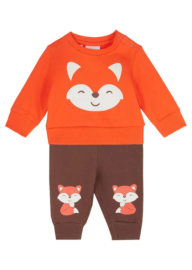 SUDADERA Y PANTALóN DE CHáNDAL DE ALGODóN ORGáNICO PARA BEBé (2 PIEZAS) MARRóNROJO MANDARINA